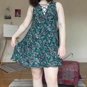 American Eagle Tiered Lace-Up Dress